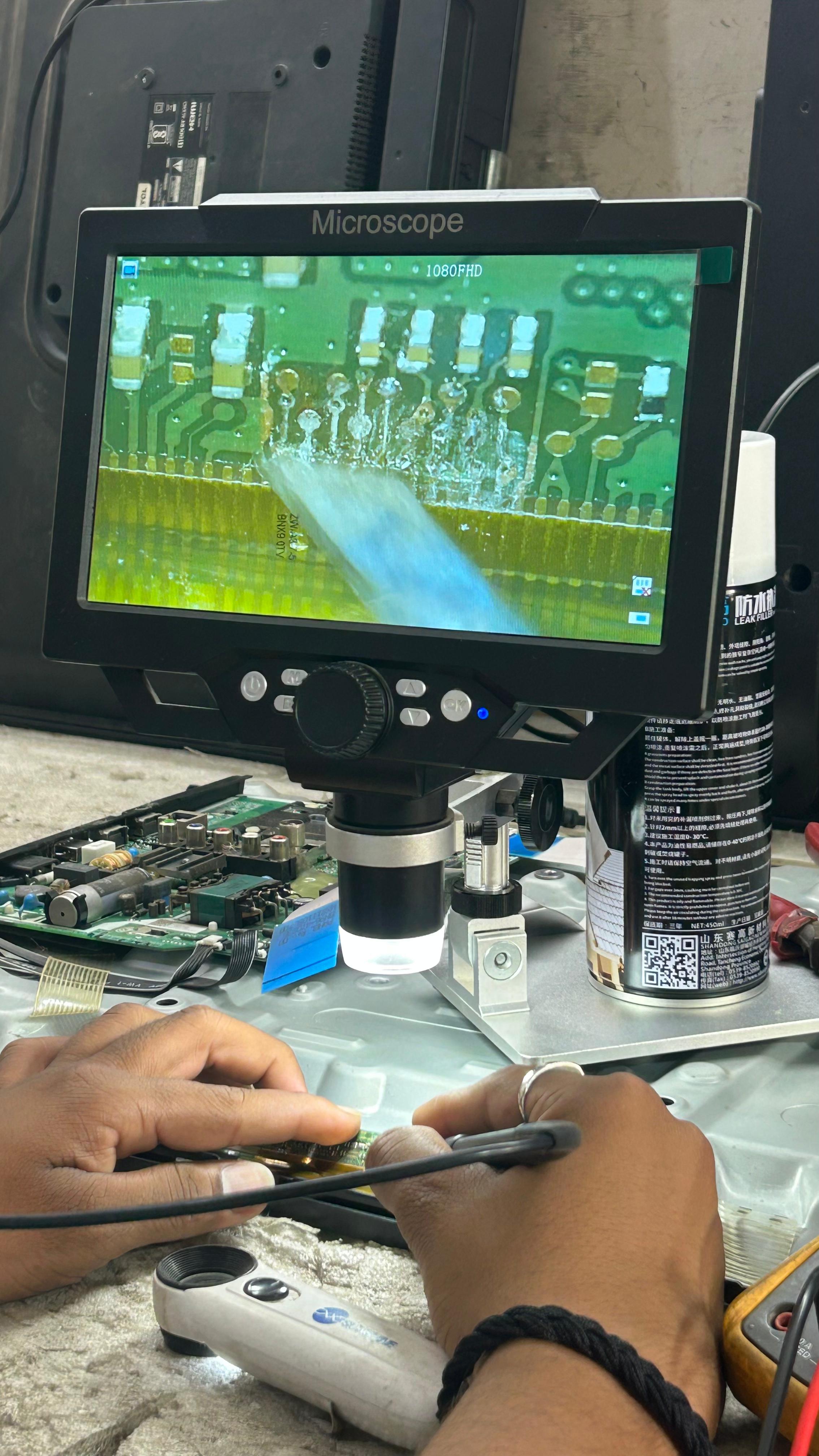 Microscope repair station at Jay Electronics Branch 1